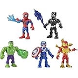 Marvel Super Hero Adventures 5-Inch Action Figure 5-Pack, Includes Captain America, Spider-Man, 5 Accessories (Amazon Exclusive)