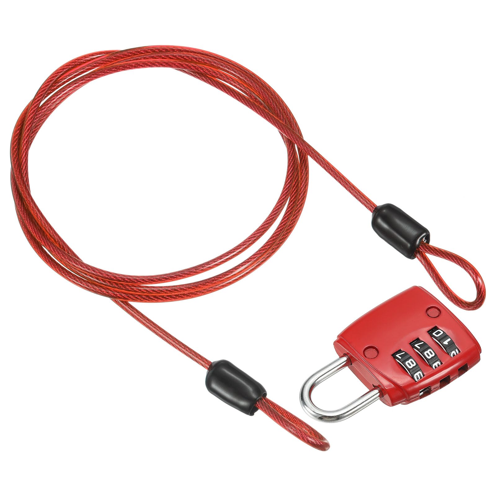 3 Cavi Di Sicurezza In Acciaio Rivestiti - 2.5mm X 1m, Verdi Trasparenti - Per Bagagli, Bici E Attrezzi - Foto 3