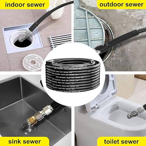 Miniatura 6 de POHIR Kit de chorro de alcantarillado de 150 pies para lavadora a presión 4000PSI Kit de limpieza de drenaje hidrojet con botón de nariz de 14