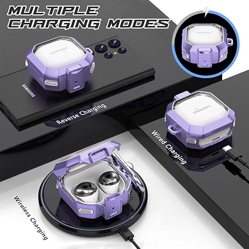 Miniatura 4 de 【Con bloqueo seguro】 Funda transparente para Samsung Galaxy Buds Fe 2023/Galaxy Buds 2 funda/Galaxy Buds Live/Galaxy Buds Pro 2 funda con llavero y