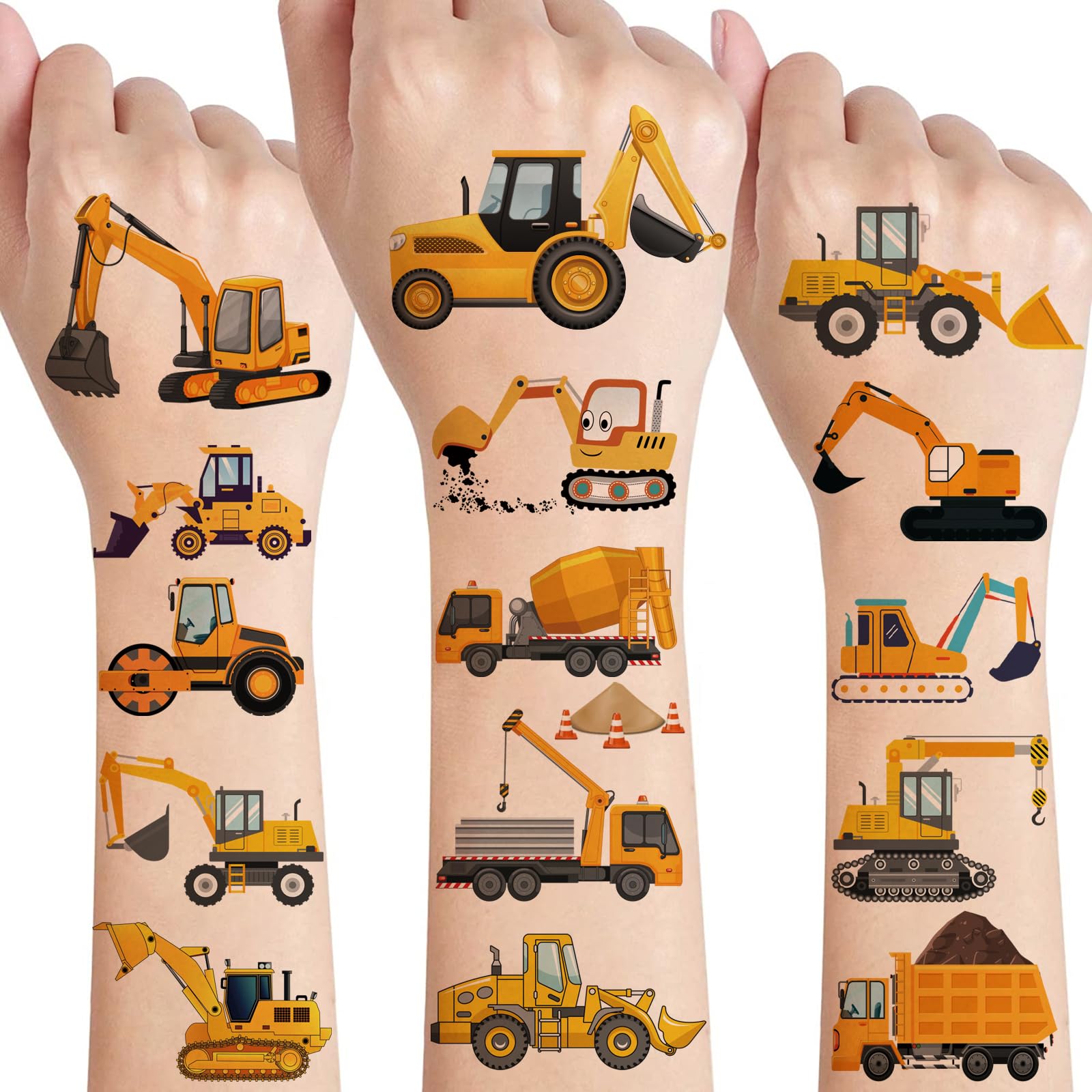 Tattoo Kinder,110+ Bagger Tattoo Sticker Hautfreundliche Baufahrzeug Kindertattoos Mit Trucks Baustelle Auto Baustelle Fahrzeugn temporäre tattoos,Mitgebsel Kindergeburtstag Party-tattoos Deko