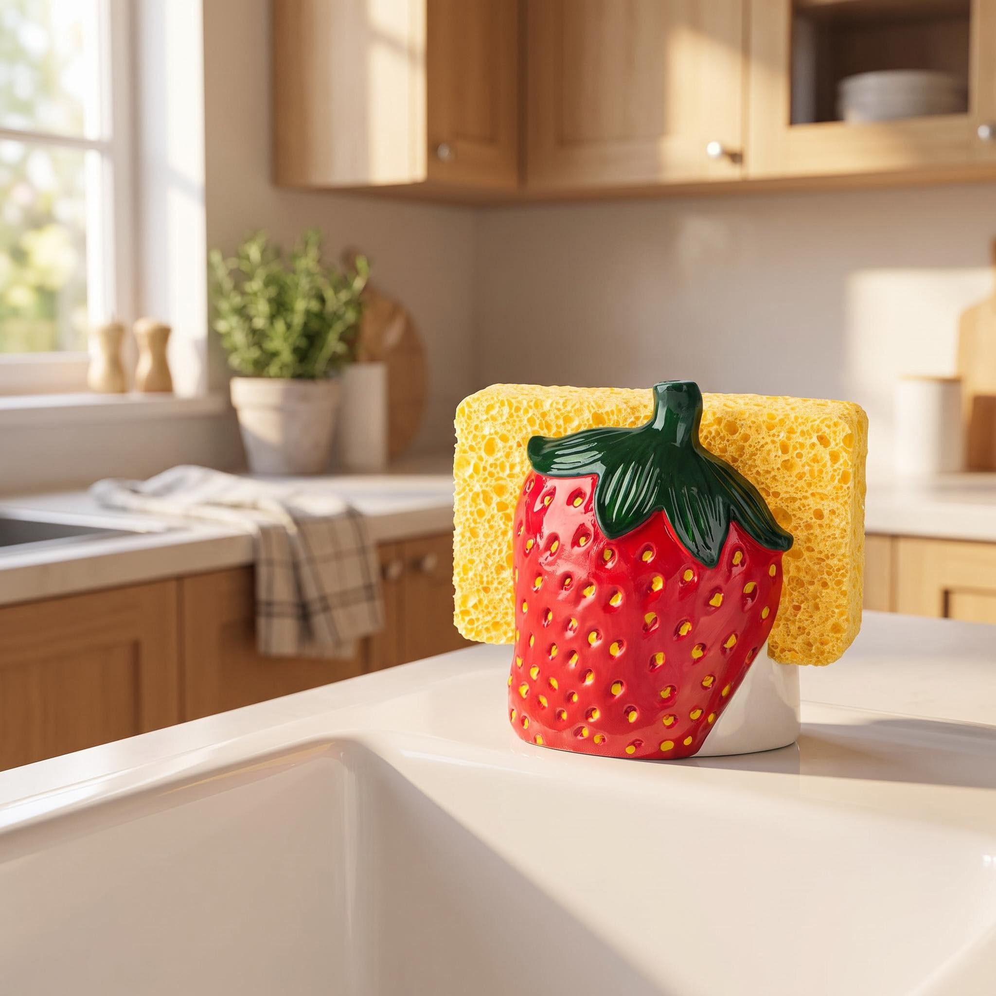 Strawberry Resin Sink Caddy - Keep Sponges Organized -5
