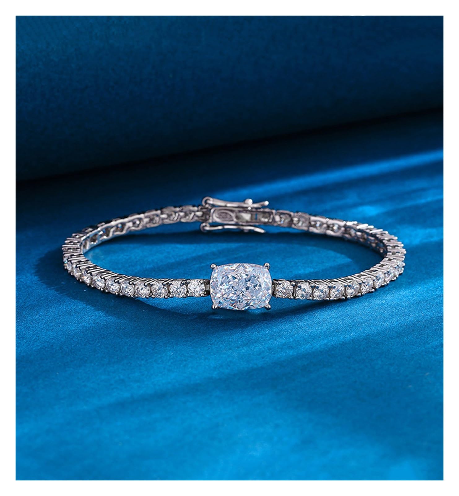 LYGBAOFUL Armband mit Blumen-Zirkon-Moissanit-Tennis-Armband für Damen, 925er-Sterlingsilber, D-Farbe, Moissanit-Diamant-Gliederarmband, platiniert (roter Korund, 21 cm)