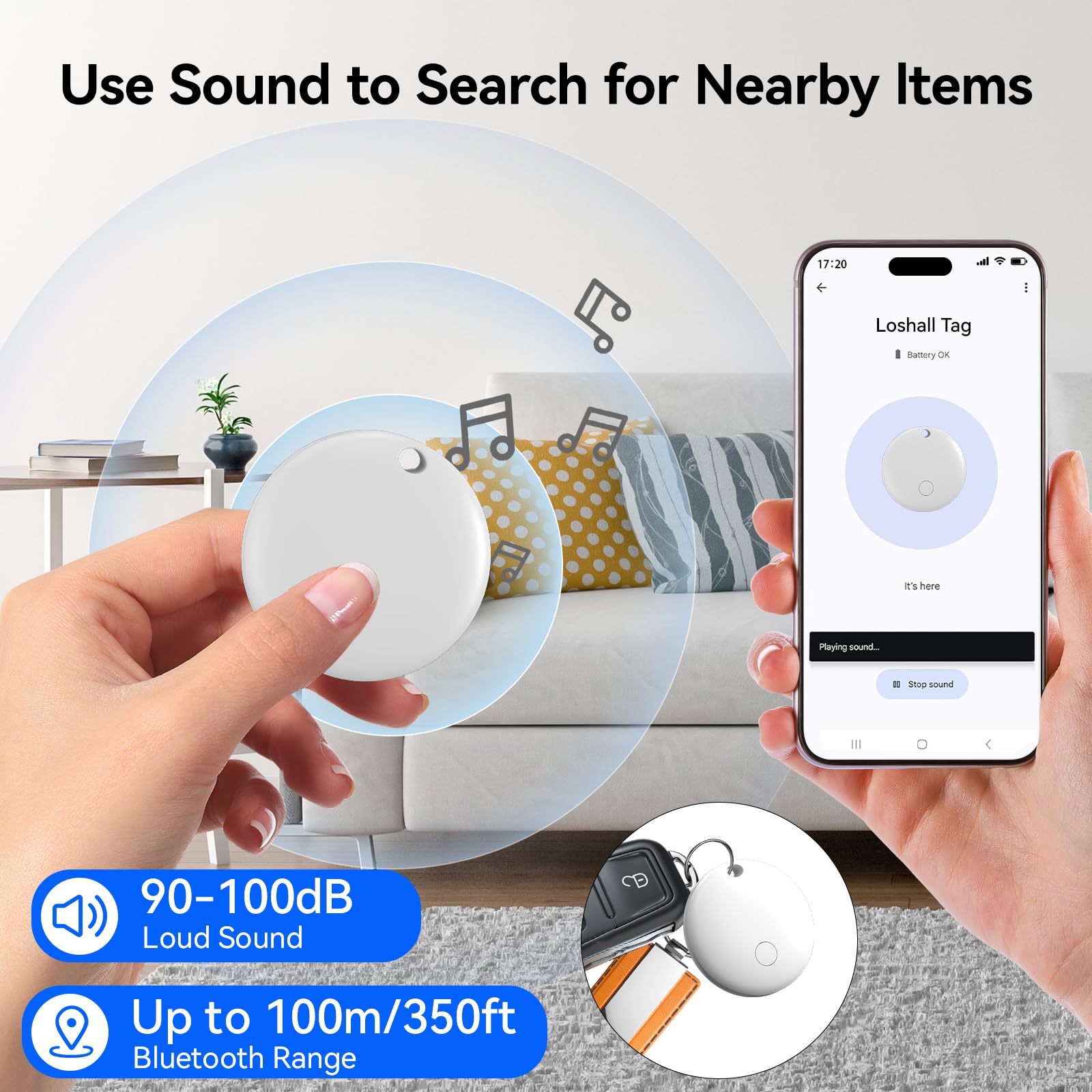 Android Smart Tracker Tag, Localizzatore Bluetooth Compatibile con Andriod, Air Tracker Tag Con Due Protezioni in Silicone Tracker per Chiavi, Bagagli, Borse, Zaini, Impermeabile