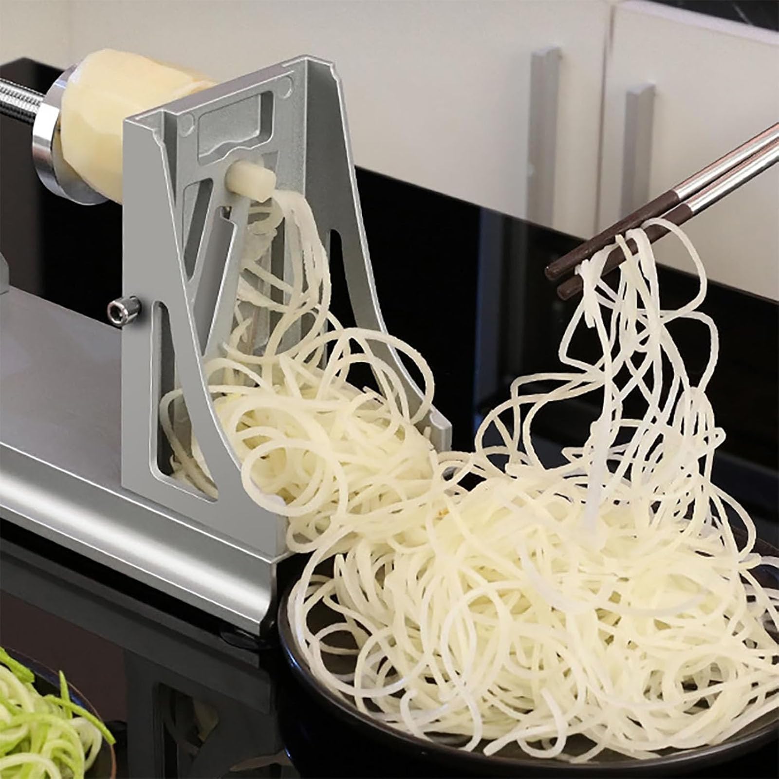 Rallador De Verduras Manual, Cortador De Patatas En Espiral De Acero Inoxidable, Con Almohadillas Antideslizantes Con Ventosas, 3 Cuchillas Reemplazables
