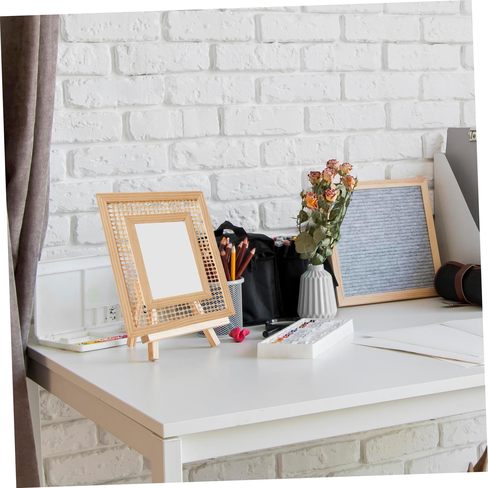 Cornice per Foto Intrecciata in Legno Boho 13x18 Cm Cornice da Tavolo e Parete Portafoto Decorativo per Casa e Famiglia Rustica per Esposizione Fotografica