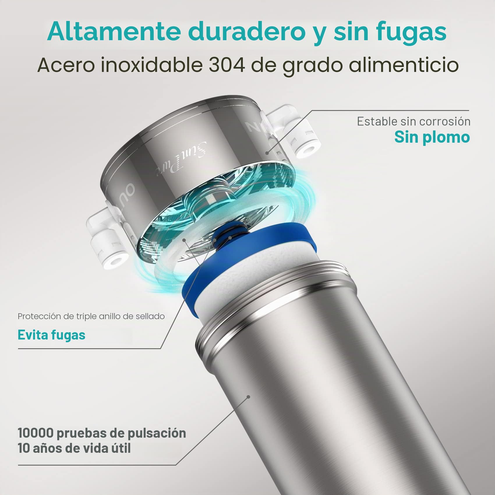 SimPure V7 Sistema de Filtro de Agua para Debajo, 75.000 Litros Purificador de Agua de Acero Inoxidable de 5 Etapas, Reduce 99% Plomo, Cloro, Sabores y Olores, Conexión Directa al Grifo de la Cocina