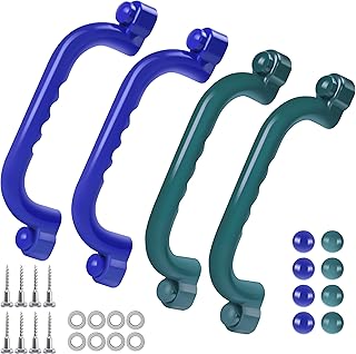 Charmofun 4PCS Asas de Seguridad para Parques Infantiles, Asas de Escalada Antideslizante para Niños, Manijas de Seguridad para Patio de Recreo (4pcs-verde y azul)