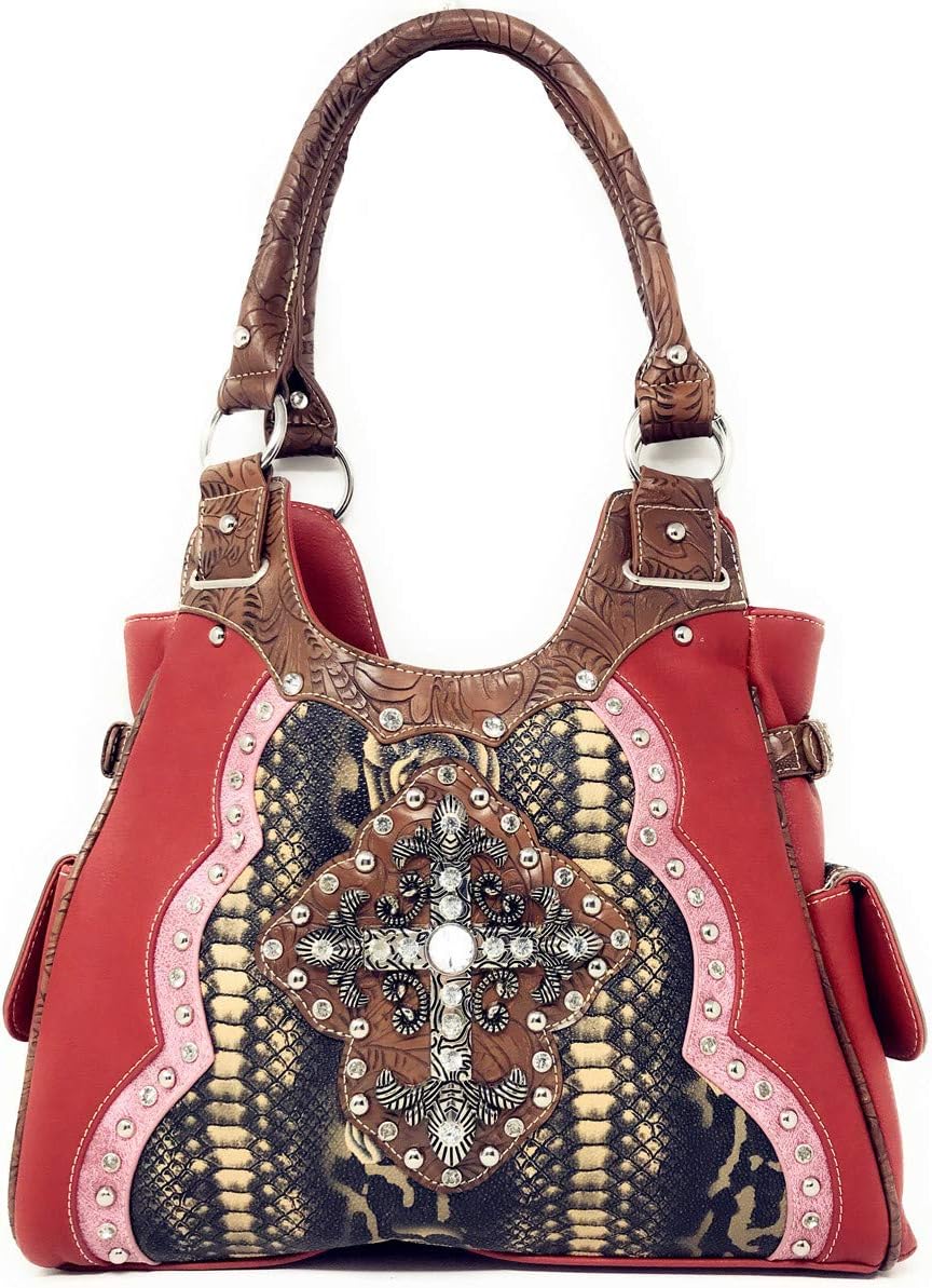 Texas West Women's Cross Flower Shoulder Handbag Purse in 3 Colors