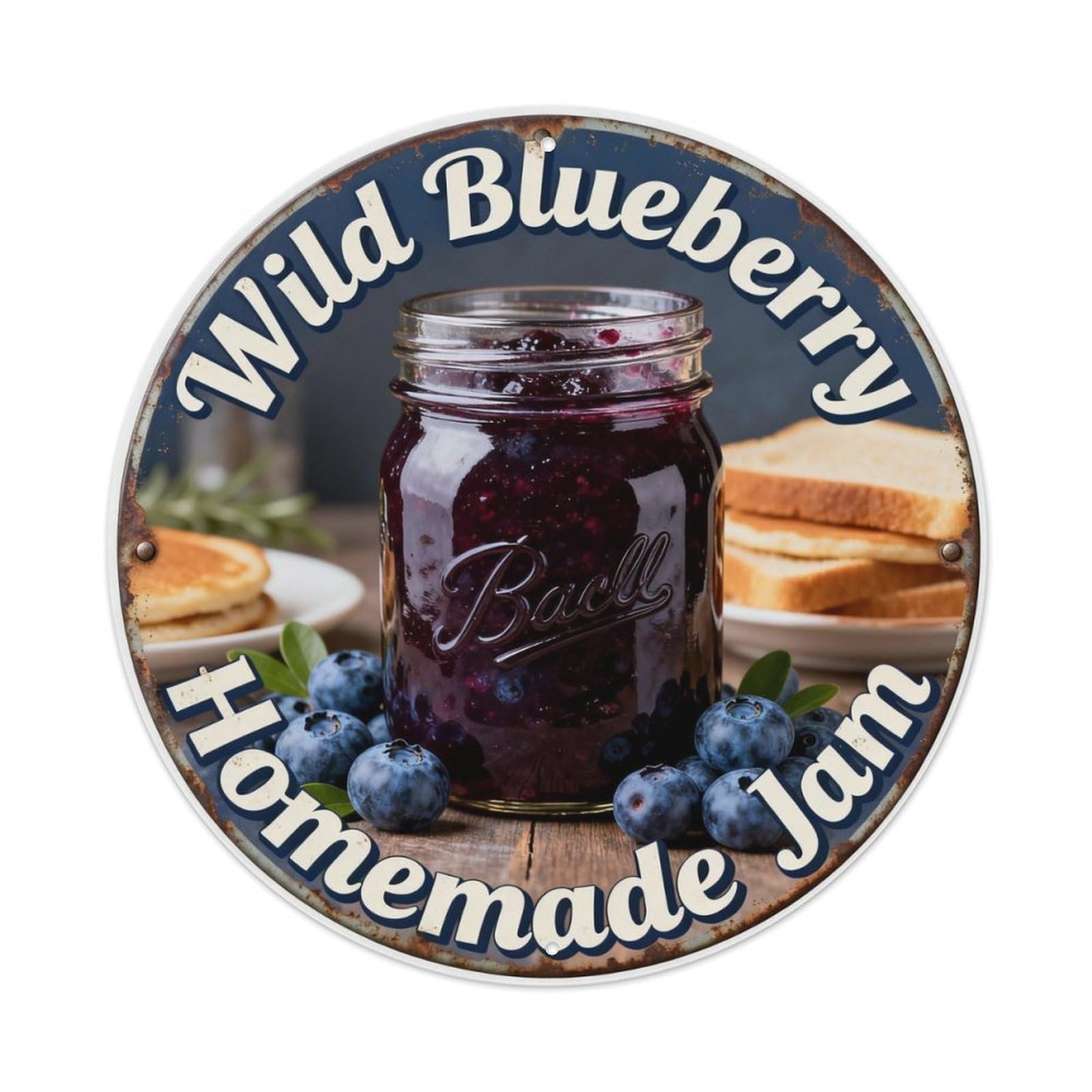 Wild Blueberry Homemade Jam Metal Tin Sign Plaque