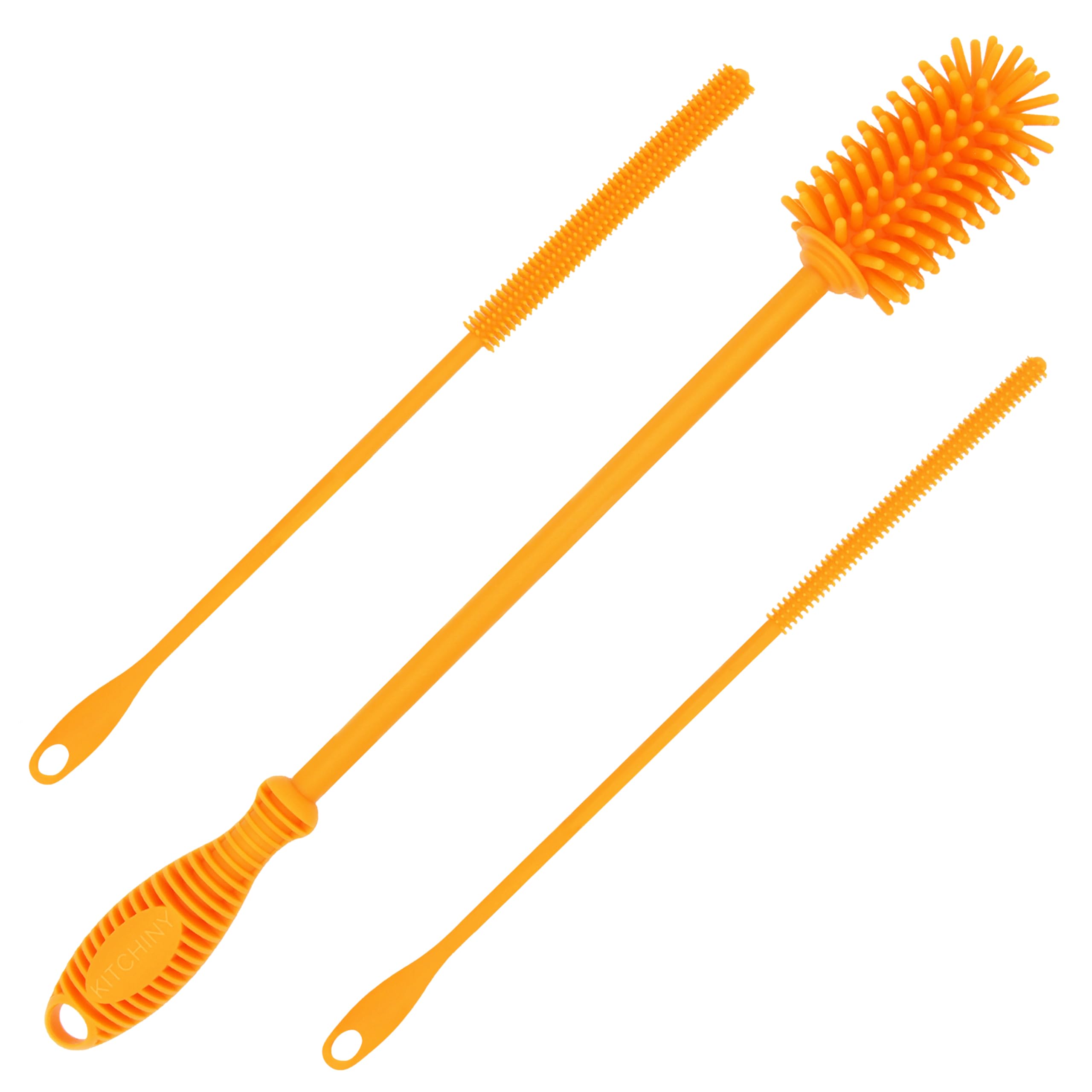 12.5" Silicone Bottle Brush & Straw Cleaner Brush Set | Water Bottle Cleaner for Hydro Flasks, Tumblers, Glassware, Vases and Narrow Neck Containers