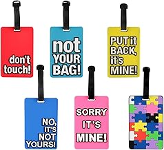 6 Pcs Luggage Tags PVC Suitcase Tags Secure Luggage Labels Colourful Travel ID Bag Labels Business Card Holder with Name ID Card for Travel Bags Suitcases