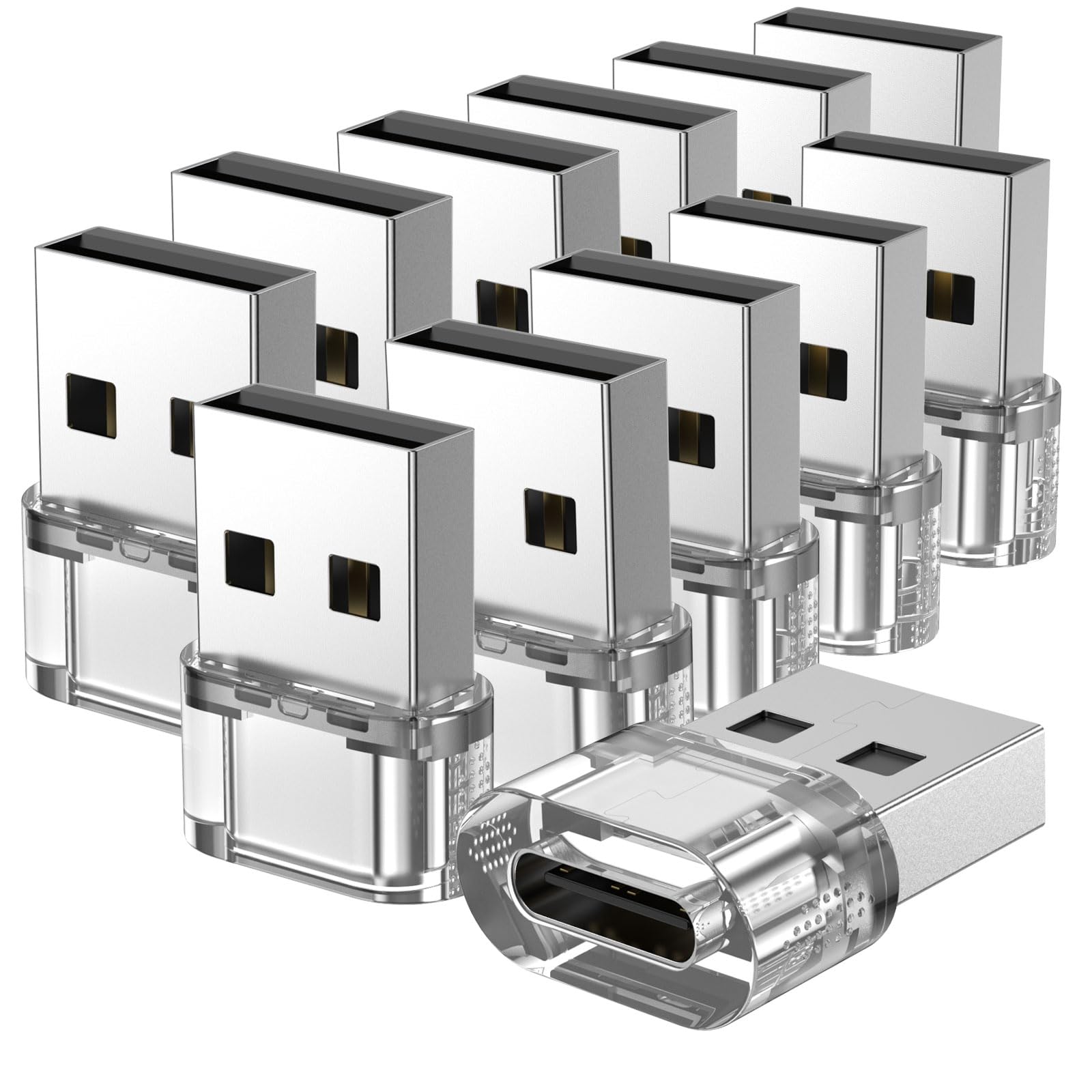 USB C auf USB A Adapter, 12er-Pack, USB A auf C Adapter Lade- und Datenkonverter kompatibel mit Apple Watch/Ultra iWatch/iPhone 16/15 Pro Max Plus/Airpods/iPad 9 10 Air 5 Mini 6/Auto/Galaxy