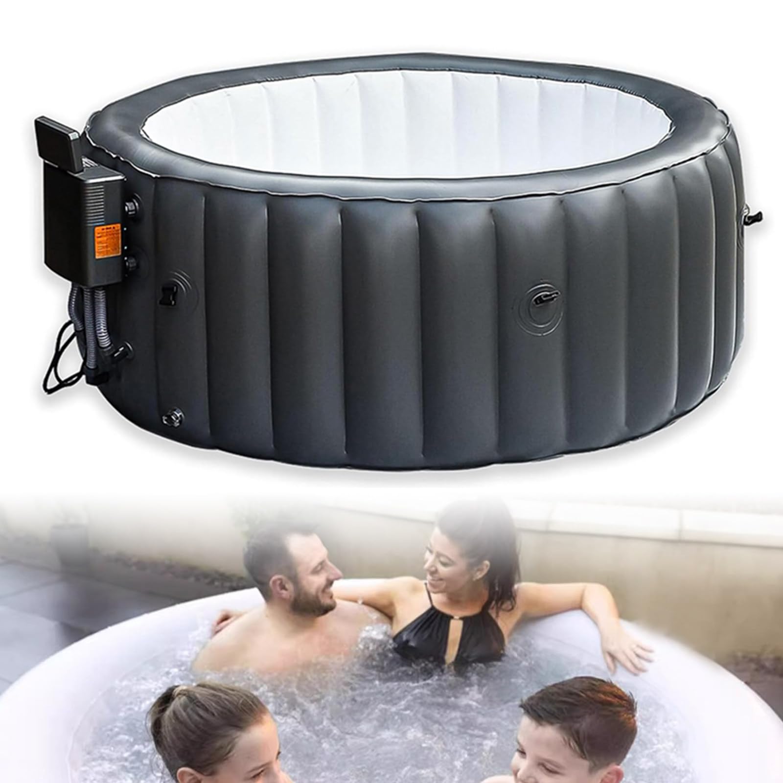 Jacuzzi Gonfiabile 180 X 71 Cm, Spa Portatile da Esterno, Jacuzzi Rotonda Portatile Gonfiabile per 3-4 Persone, Riscalda Fino a 42°c/104°f, 150 Rilassanti Getti d'Aria, per Esterni