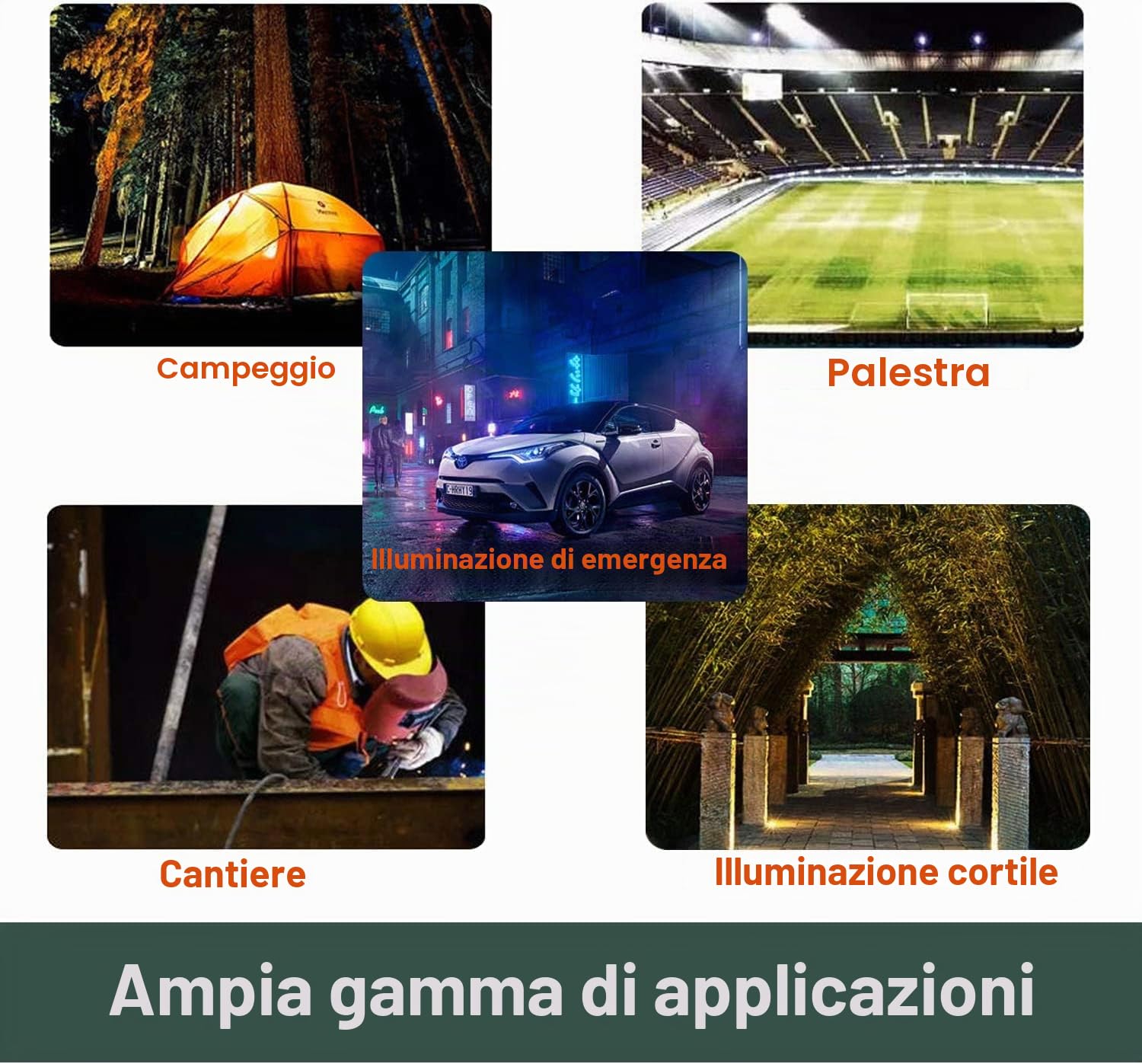 UISEBRT Faretto LED da cantiere, 200 W, bianco caldo, con Supporto e cavo di alimentazione, faretto a LED, impermeabile, IP66, per interni ed esterni, garage, giardino, campo sportivo, cantiere