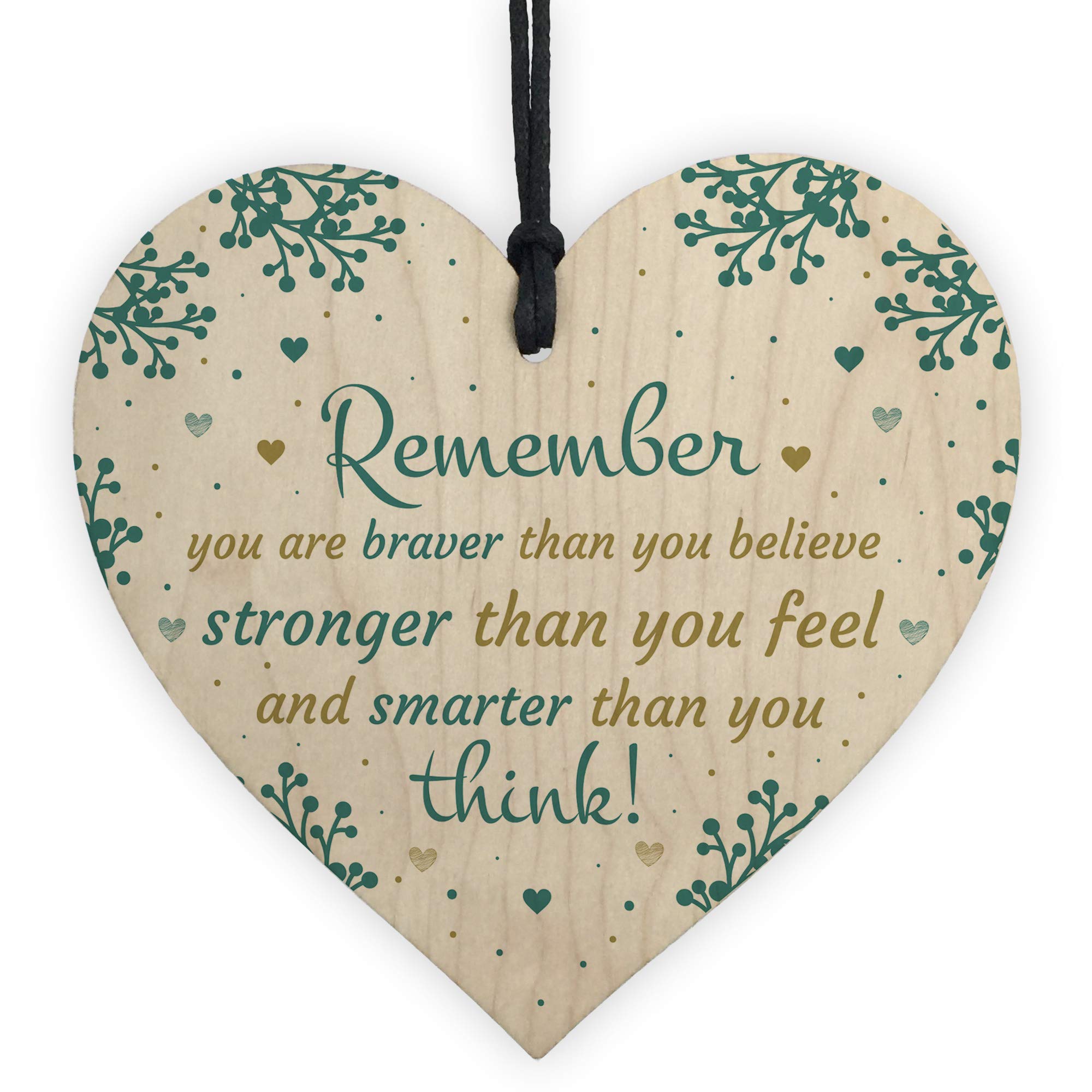 RED OCEAN Stronger Inspirational Hanging Heart Plaque Friendship Gifts Quote Friend Sign