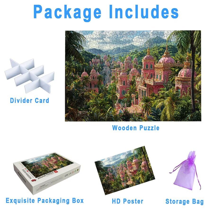 Puzzle 1500 Piezas Castillo para Adultos, Puzzle Paisajes de Madera con Caja Regalo para Adultos, Rompecabezas Desafiante para Toda la Familia, Rompecabezas para Regalo Mujer, Regalo Hombre, -6361