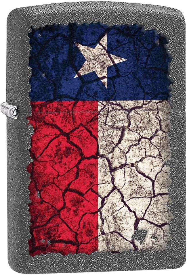Zippo Lighter: Texas Flag, Cracked Soil - Iron Stone 80675