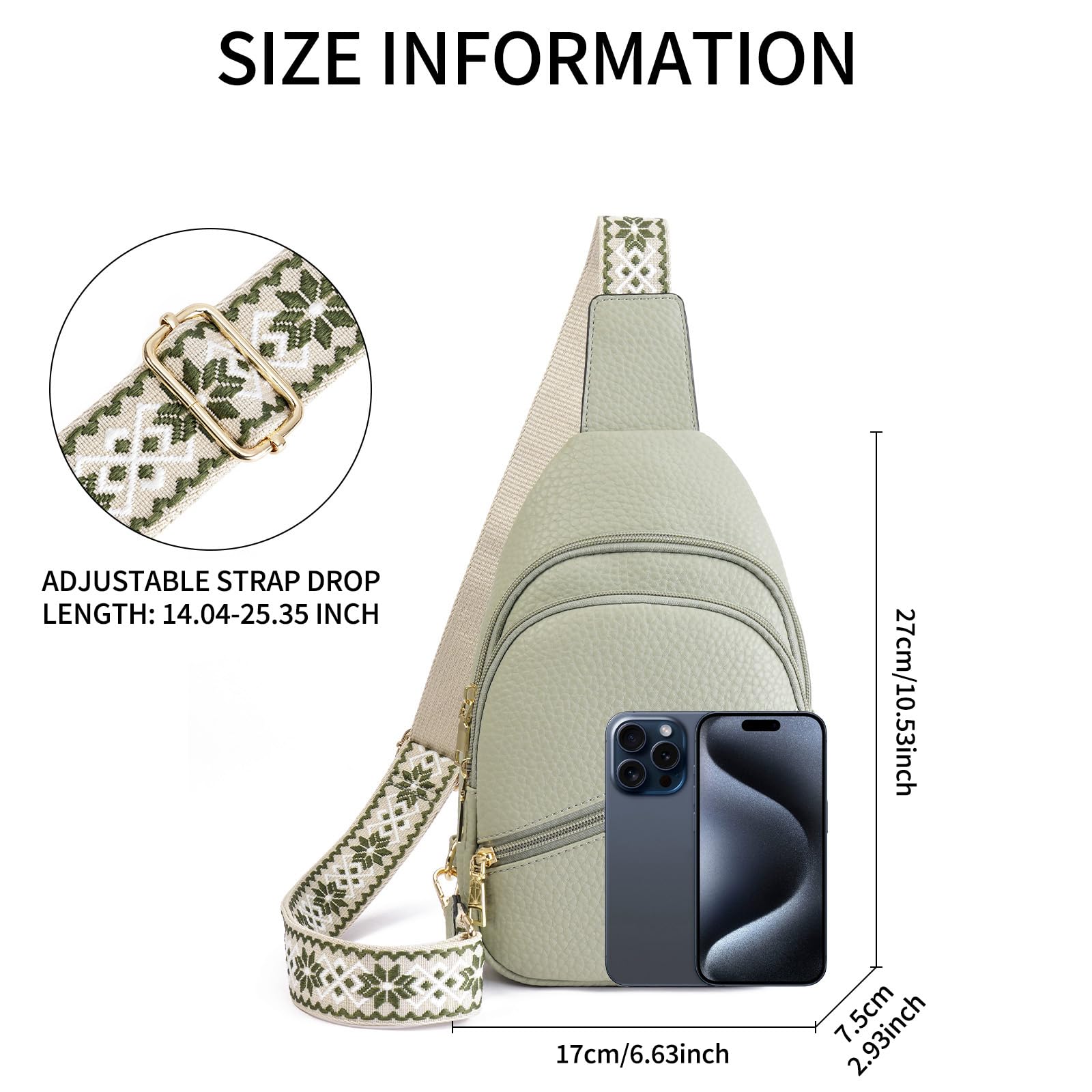 GAEKEAO Sacoche Bandoulière Femme, Sac Banane, Cuir PU Avec Bretelles Réglables, Mini Sac Bandoulière Décontracté Pour Voyage, Randonnée, Shopping Cadeaux Pour Dames