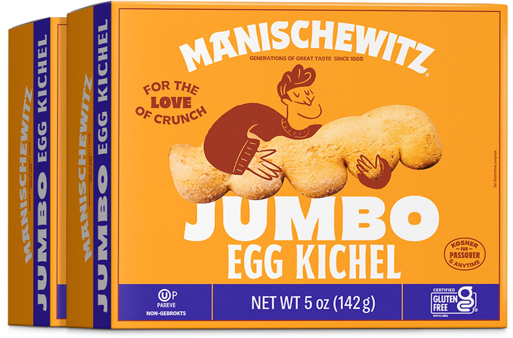 Manischewitz Gluten Free Jumbo Egg Kichel 5oz (2 Pack), Lactose Free, Kosher for Passover
