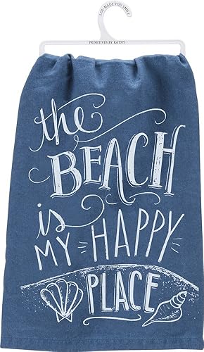 Primitives by Kathy Blue Chalk Art - Toalla para platos (28.0in), diseño de The Beach is My Happy Place