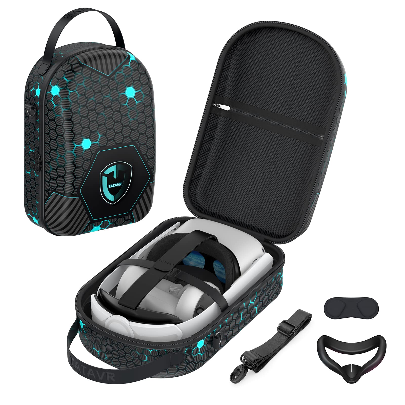 TATAVR Carrying Case Compatible with Oculus Quest 2 Headset and Touch Controller Accessories, Hard T