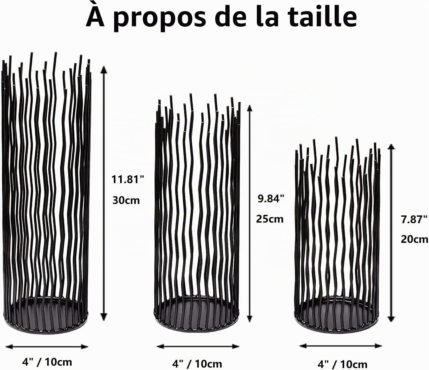 Lot de 3 bougeoirs en fil de fer en osier noir pour pièces de table, bougeoirs modernes pour table de salle à manger, décoration d'intérieur, décoration extérieure