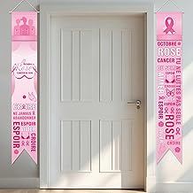 WANDIC Bannière Ruban Rose d'Octobre, 180 * 30cm Banniere Cancer du Sein Personnalisée en Polyester,Conception en Queue de Poisson pour Décoration de Fond de Fête de Charité