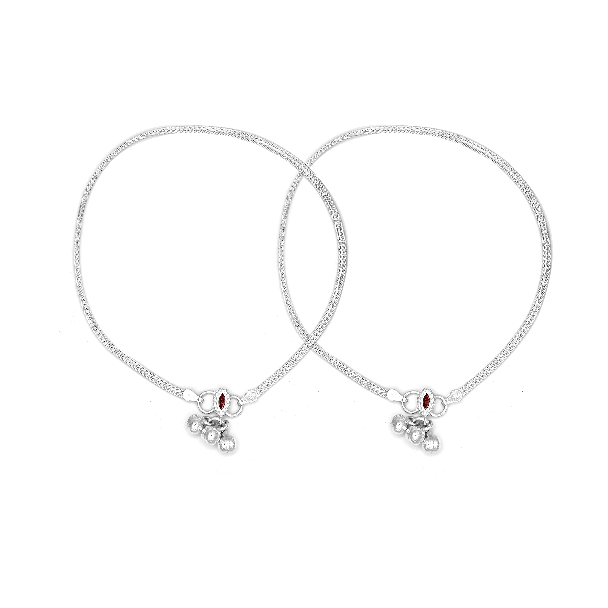 Paavni 925 Sterling Silver Anklets For Women & Girls Pair Payal Light Weight & Stylish Glossy White In Color (B09JV3PLP5) Amazon Price History, Amazon Price Tracker