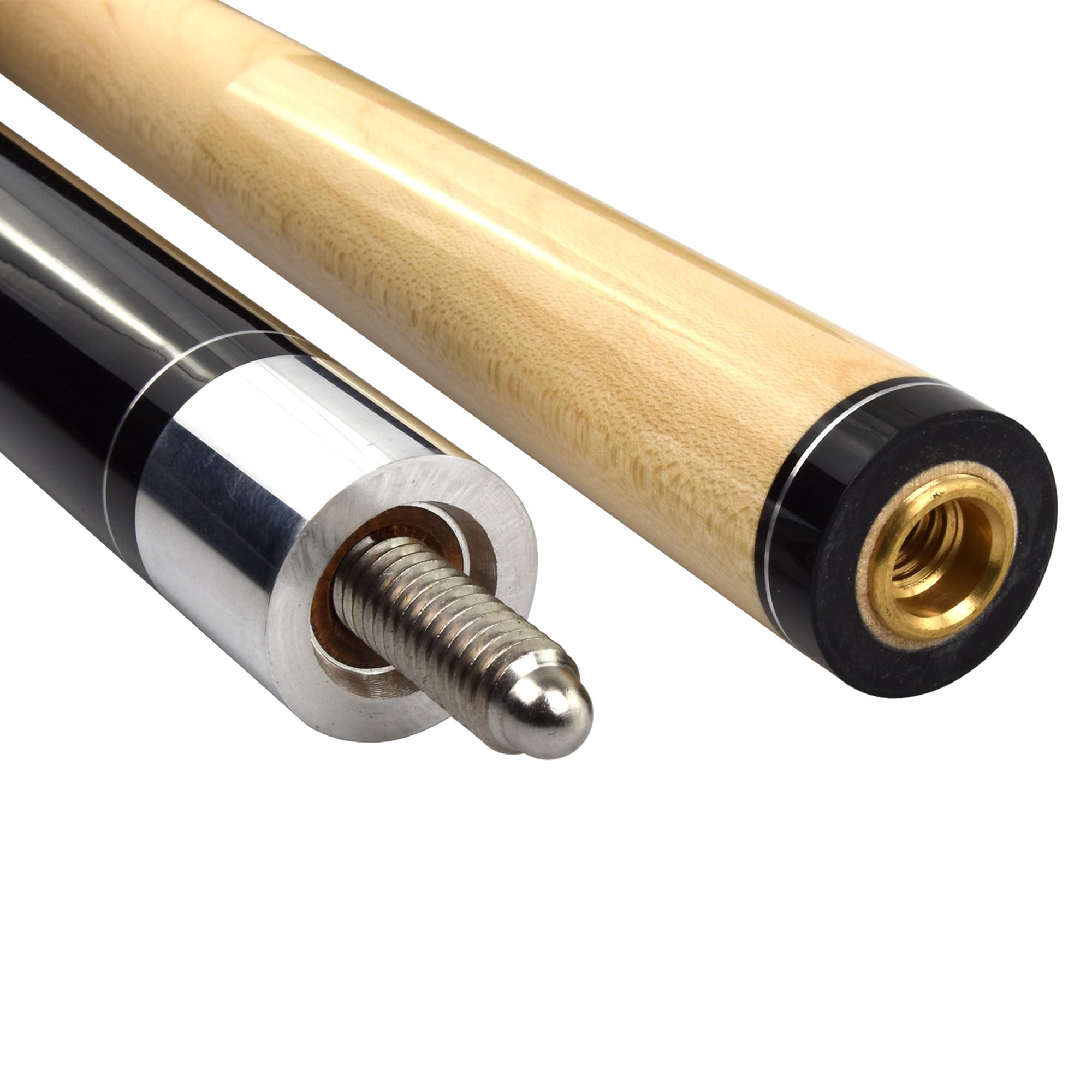 Parker Billardqueue JPS-Serie einfarbiger 2-TLG.Profi-Cue, hochwertiges Ahornholz und Leinenwicklung Griffbereich, 13 mm Ledertip, schwarz, dunkelrot und weiß