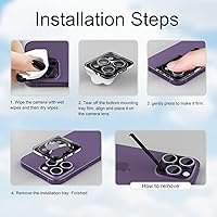 Vista 7 de Misea [3+1] for iPhone 14 Pro/iPhone 14 Pro Max Camera Lens Protector Bling, 9H Tempered Glass Camera Cover Screen Protector Metal Individual Ring