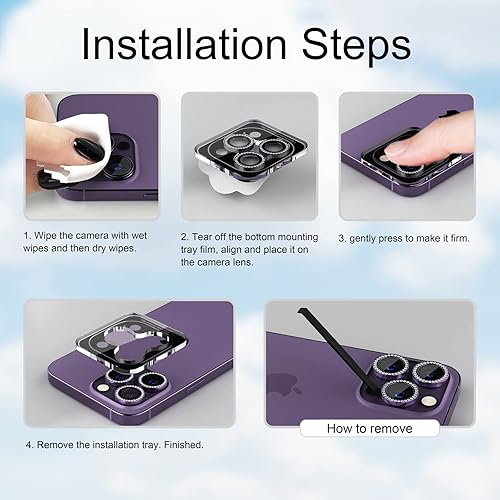 Miniatura 272 de Misea [3+1] Protector de lente de cámara para iPhone 14 Pro/iPhone 14 Pro Max, protector de pantalla de vidrio templado 9H, protector de pantalla