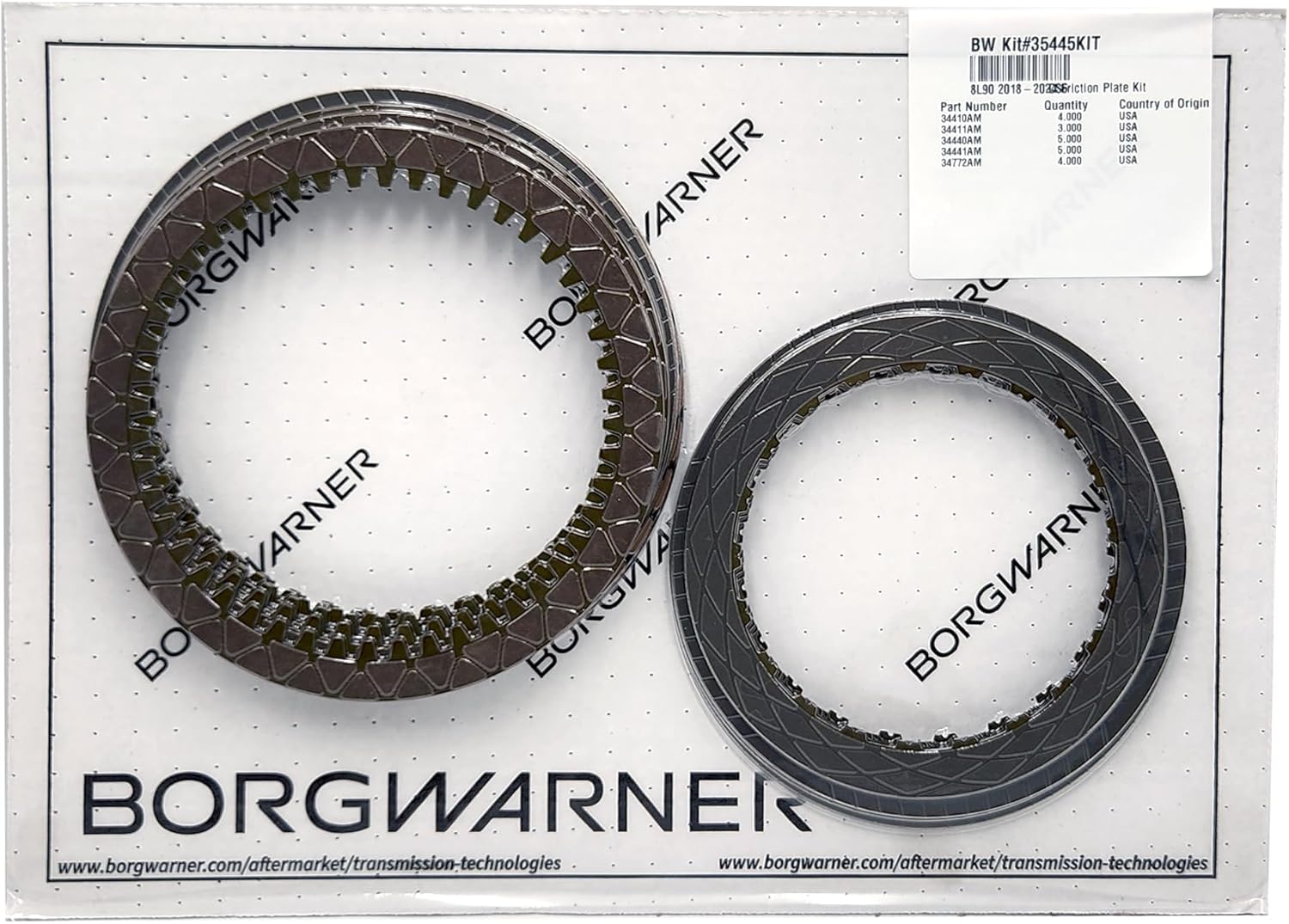 Borg Warner 2015- UP 8L90 Friction Clutch Plate Kit, 35445KIT
