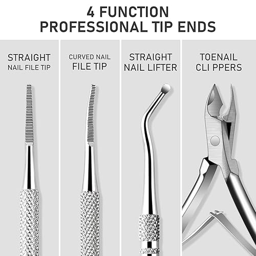 Miniatura 9 de Paquete de 6 limas y levantadores de uñas encarnadas, kit de herramientas profesionales de eliminación de uñas de los pies encarnadas de acero