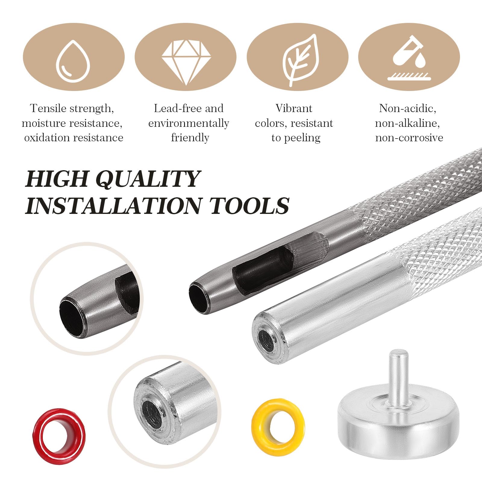 Gueenky Pinze per Occhielli per Teloni e Tessuti, Pinza Occhiellatrice con 700 Occhielli Metallici (Ø 5 mm), Pinze per Occhielli per Teloni Tessuti Cinture in Pelle
