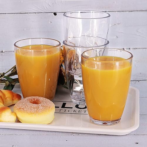 Miniatura 3 de Goldmeet Paquete de 4 vasos acrílicos para beber, juego de vasos de agua de 12 oz11.8 fl oz, vasos de plástico apilables transparentes con diseño de