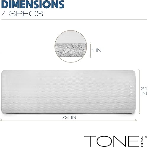 Miniatura 4 de Tone Fitness Esterilla de yoga de 1 pulgada de grosor Alfombrilla de ejercicio antideslizante de alta densidad con correa de transporte para yoga,