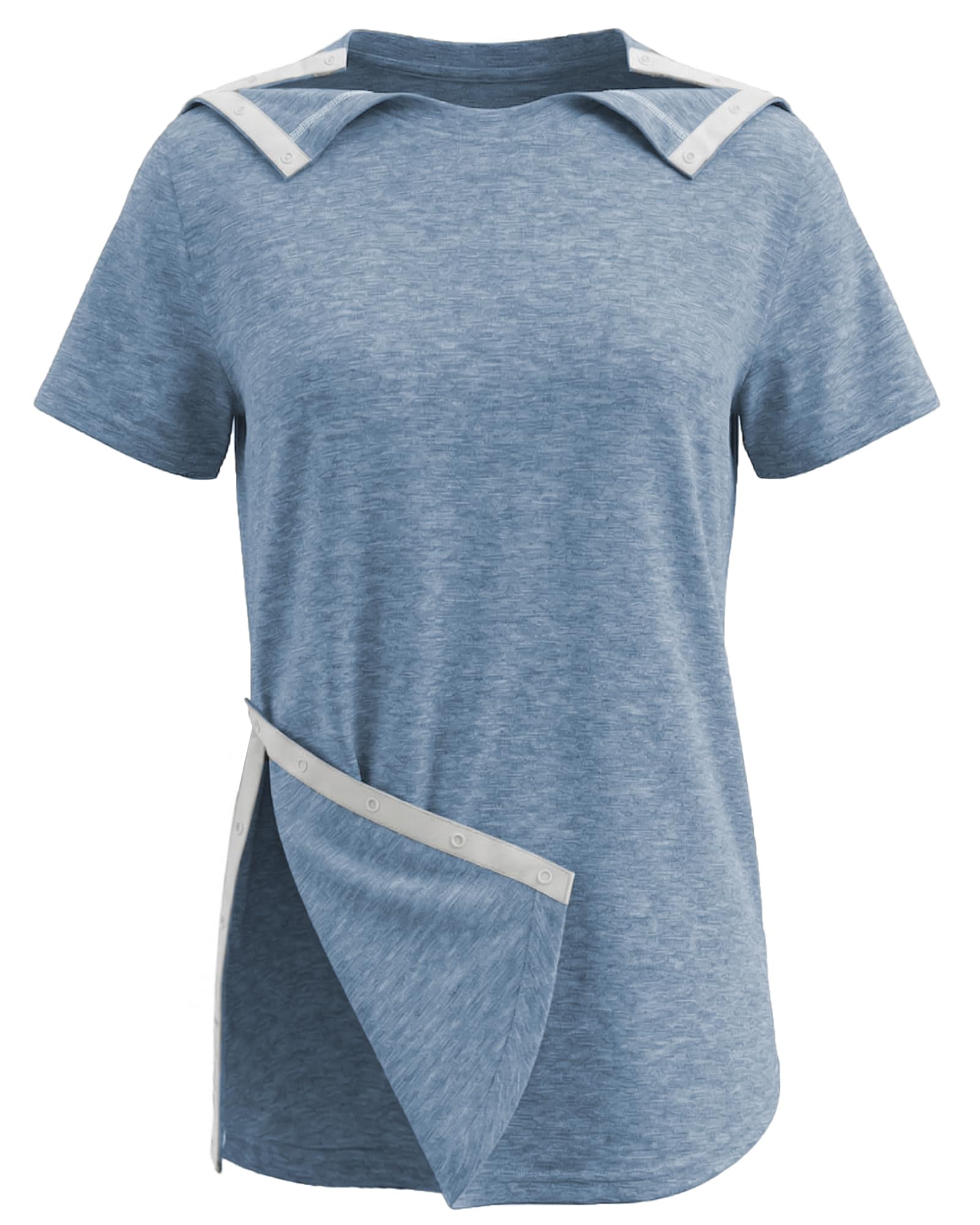 Post Shoulder Surgery Shirts for Women Tear Away Side Snap Short Sleeve Chemo Port Shirts Adaptive Clothing - 1