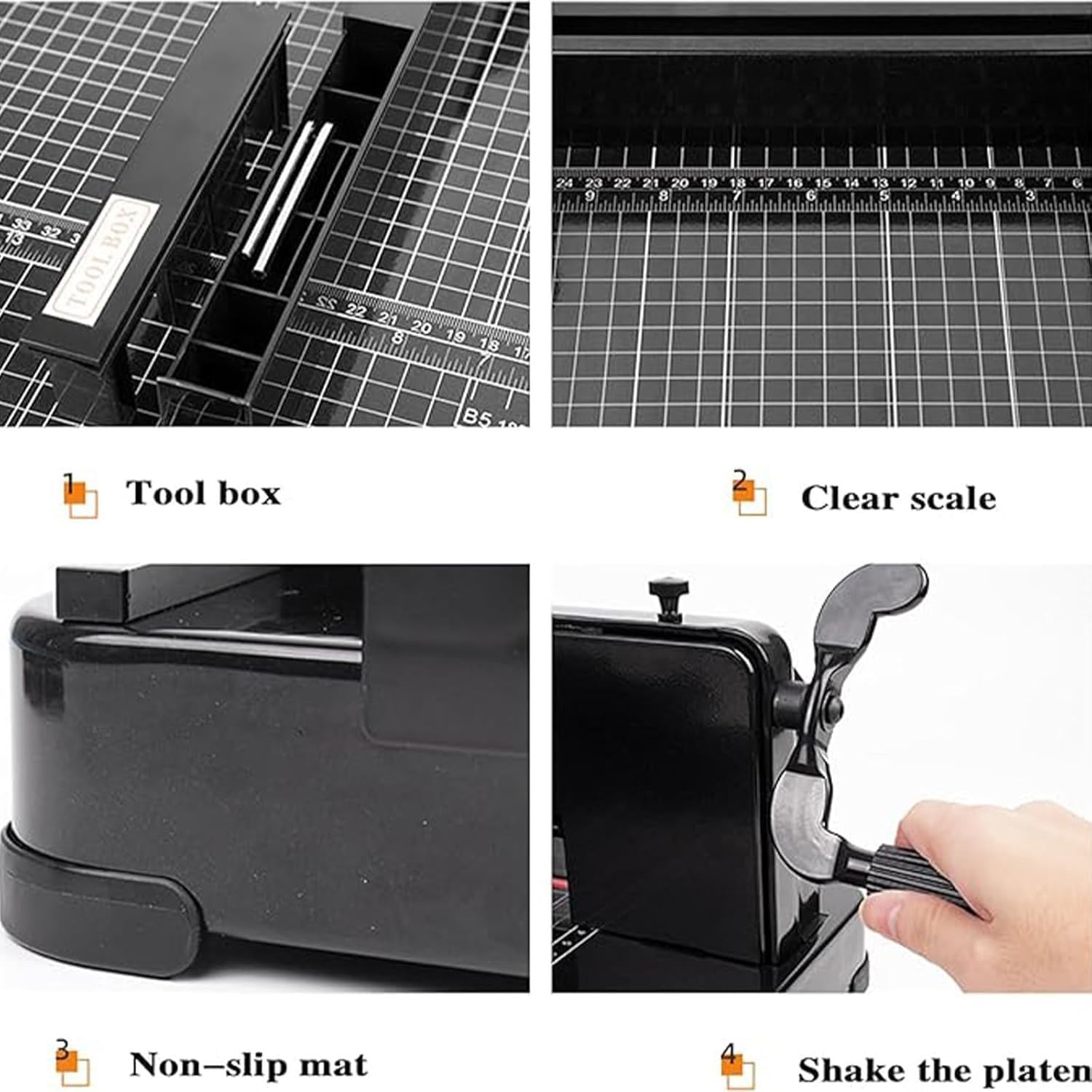 Manueller Hebelschneider mit robuster Metallbasis, verstellbarem Stopper und rutschfester Matte für präzises Schneiden von Papier