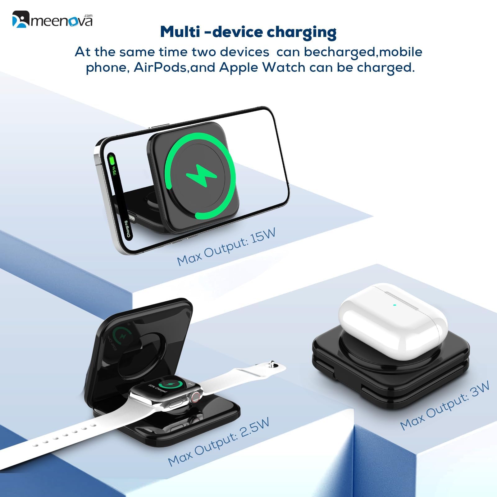 Support de chargeur 3 en 1 Mag-Safe pour iPhone, AirPods, montre