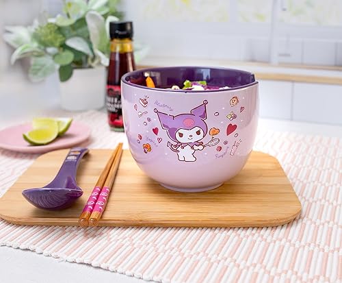 Miniatura 6 de Sanrio Kuromi - Tazón de ramen con palillos y cuchara de 20 onzas