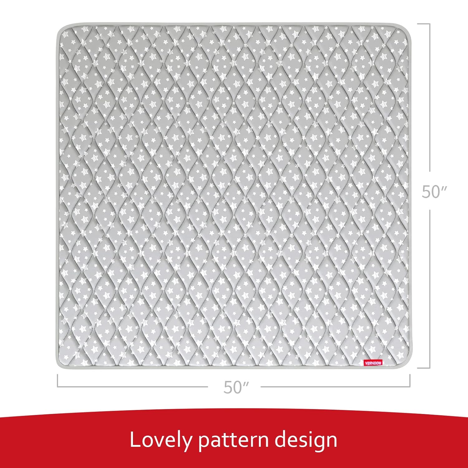 Baby Play Mat 50" X 50" Fit for TODALE Playpen, Non-Slip Baby Playpen Mat for Playing, Grey Star