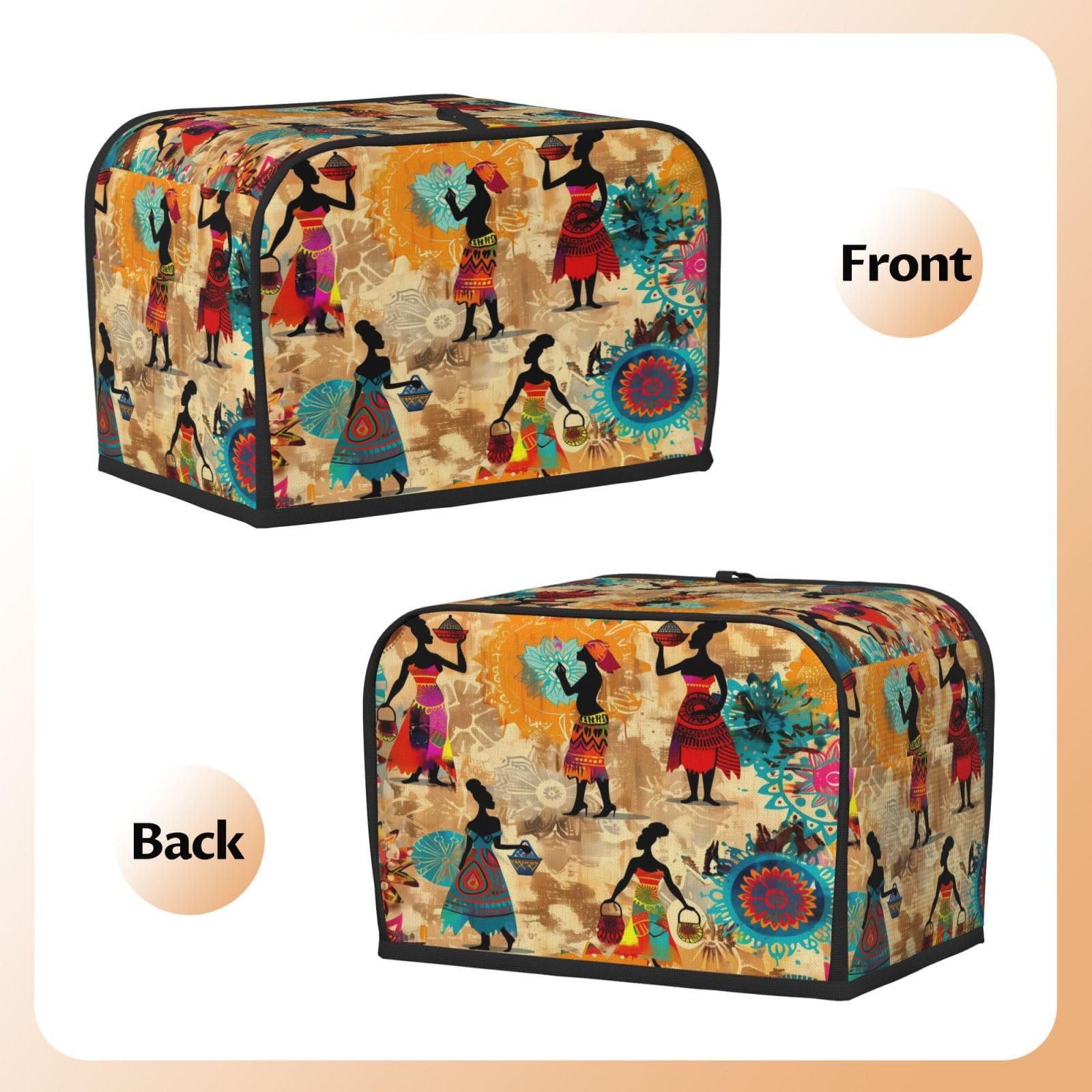 Cubierta para tostadora étnica africana de Egipto para mujer, 2 rebanadas, ranura ancha, a prueba de polvo, impermeable, con lazo para colgar, protector para tostadora de pan, panadero 3