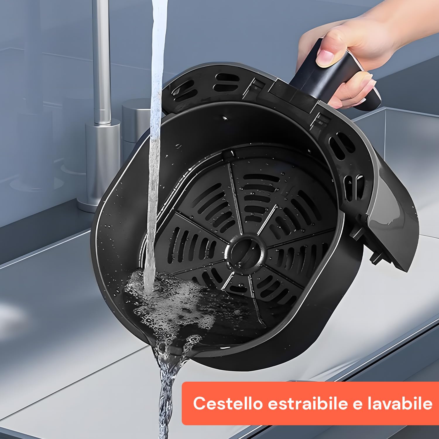 Wintem - Friggitrice ad Aria Digitale da 4L con Display Touch e 10 Programmi per Cottura Sana e Croccante, Ideale per Cucinare Senza Olio con Timer Regolabile e Vassoio Estraibile