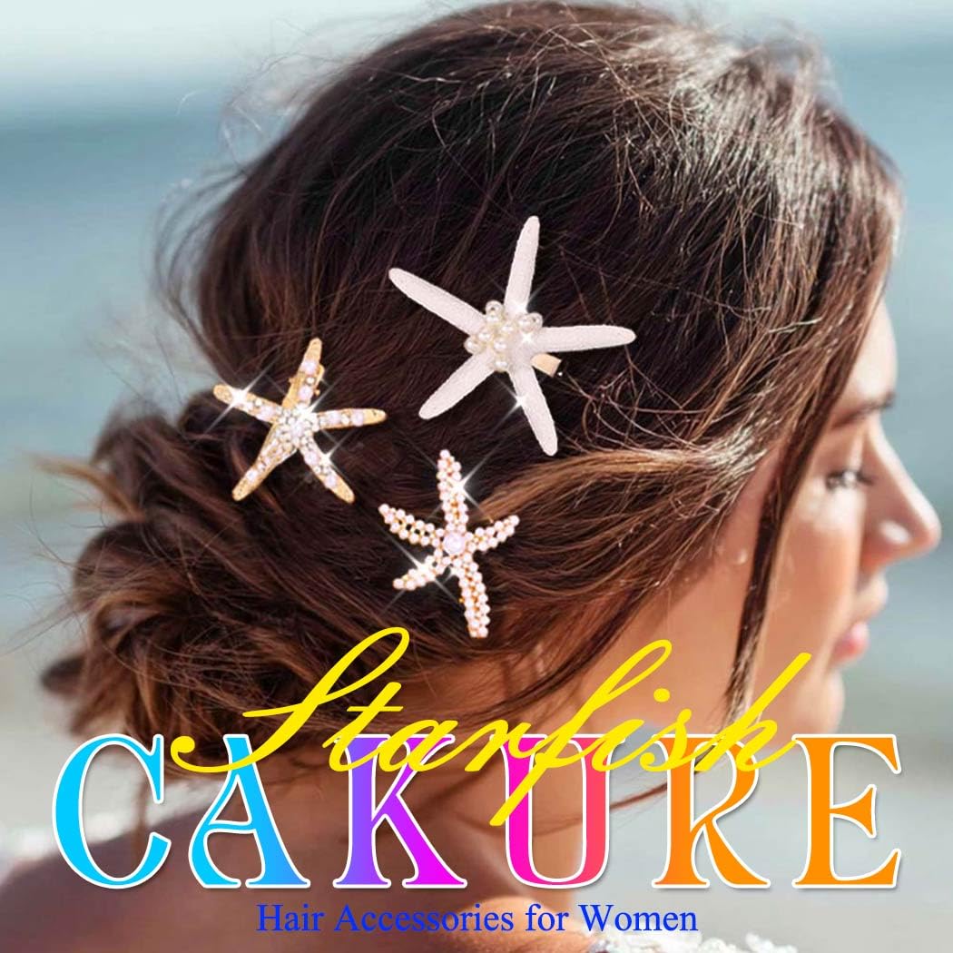 CAKURE Starfish Hair Clip Pearl Mermaid Hair Clips Seashell Hair Accessories for Women and Girls (Pack of 3) - Image 7