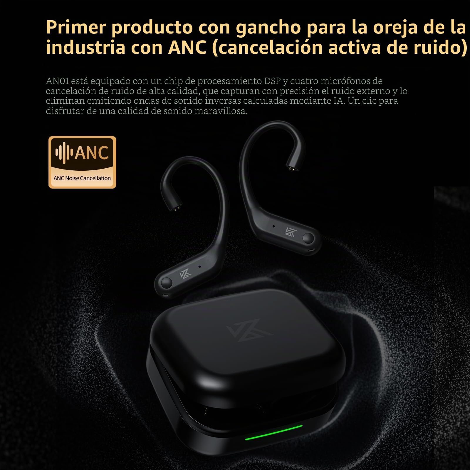 KZ AN01 5.4 Módulo Bluetooth, adaptador de gancho, convertidor inalámbrico, sonido HiFi, cancelación de ruido activa, audio LDAC, modo de transparencia