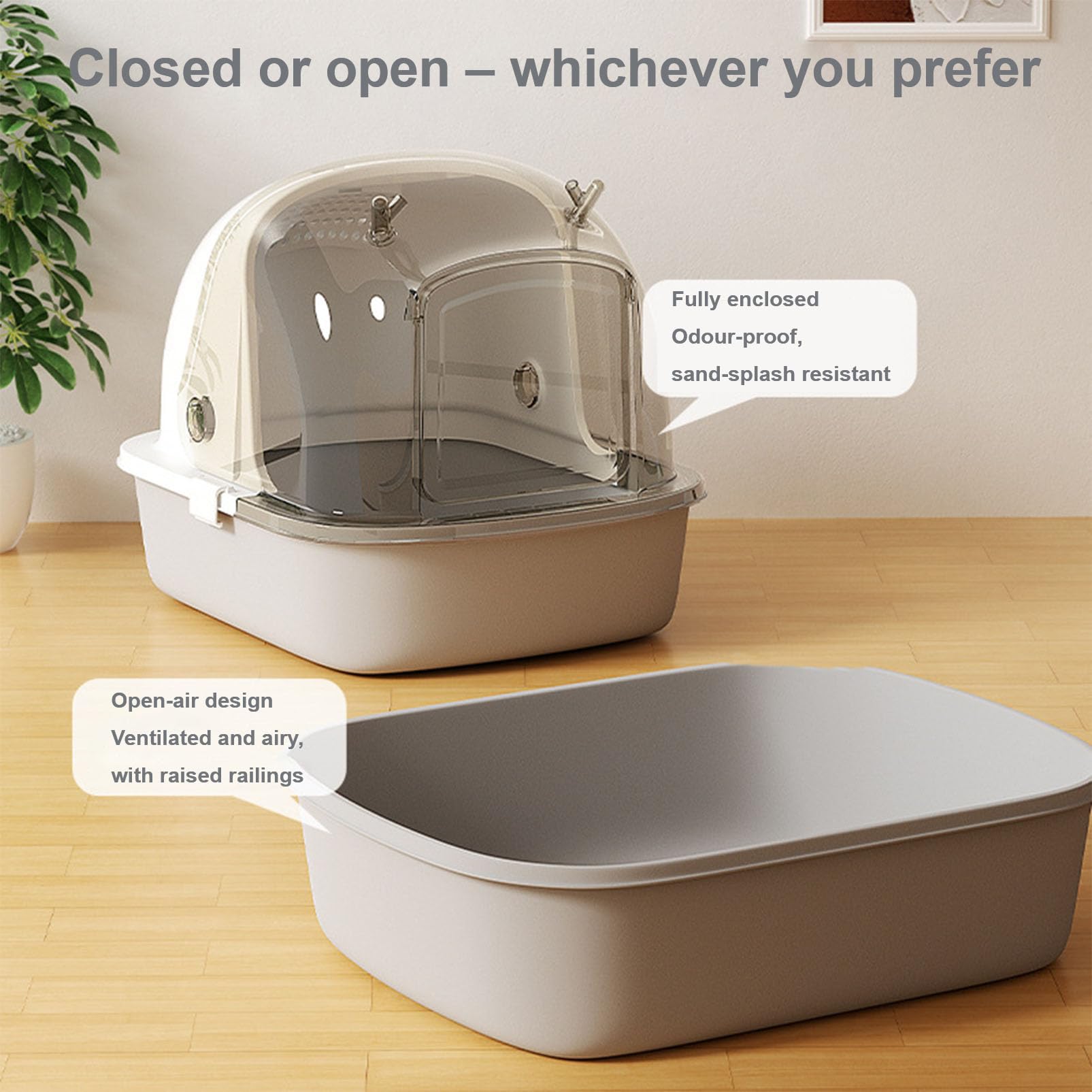 Arenero para Gatos con Cubierto Caja, Arenero Sanitaria Cerrado Bandeja Arena con Pala Fácil de Limpiar con Cajon, Inodoro para Mascotas para Gatos