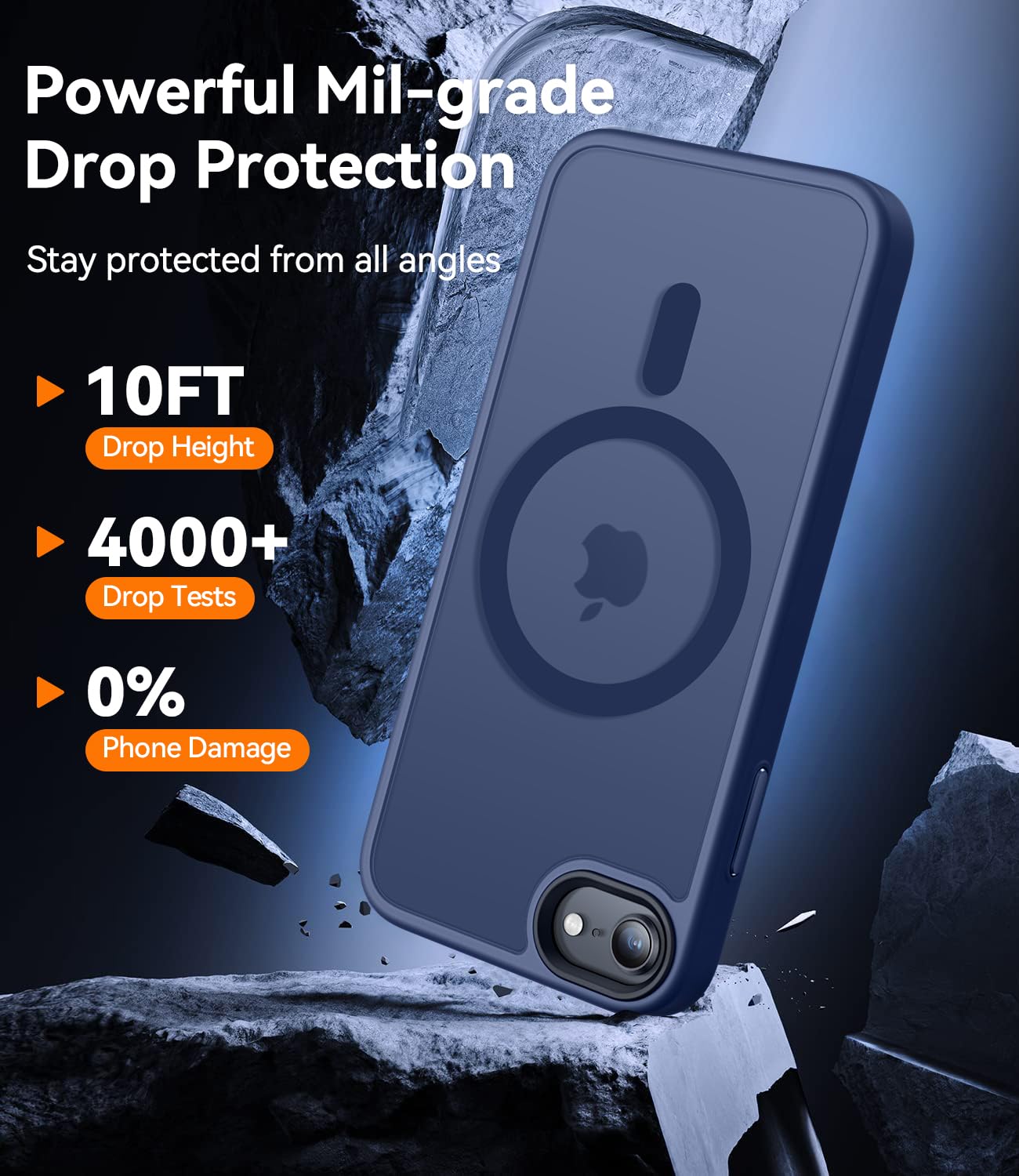 CANSHN Cover Magnetica Opaca per iPhone iPhone SE 3/2 (2022/2020), iPhone 8, iPhone 7, [Compatibile con MagSafe] Custodia Traslucida Opaca Protettiva Sottile Antiurto 4,7 Pollici - Blu Scuro