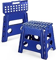 Vista 10 de Dyforce Taburete plegable de 16 pulgadas, capacidad de 400 libras, taburete plegable de plástico resistente para adultos, taburete con asa, fácil