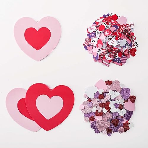 Miniatura 4 de TINYFUTURE 18 juegos de coronas de espuma para el día de San Valentín, kits de manualidades, decoración autoadhesiva de corazón, letras de corazón,